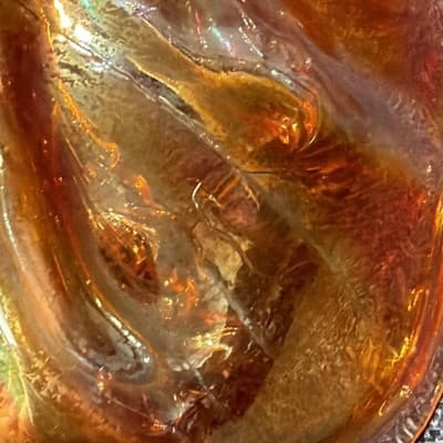 Imperial Marigold Carnival Glass Acanthus Round Bowl EAPG Swirl Early 1900’s - Thumbnail 11