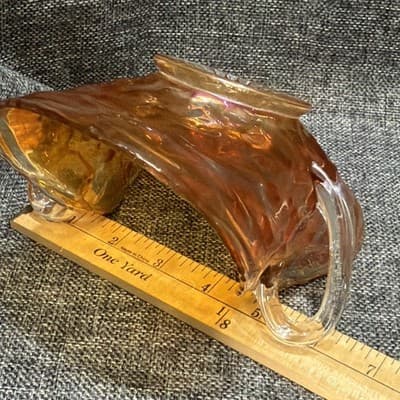 Fenton Vintage Honeycomb Clover Marigold Carnival Glass Bon Bon Dish Handles - Thumbnail 13