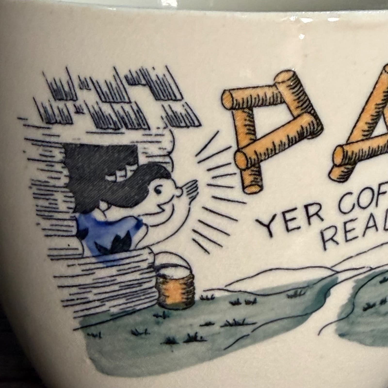 Paw Yer Coffees Ready VTG Ceramic Coffee Mug 1950s Retro Cabin Made In Japan - Thumbnail 5