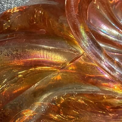 Imperial Marigold Carnival Glass Acanthus Round Bowl EAPG Swirl Early 1900’s - Thumbnail 9