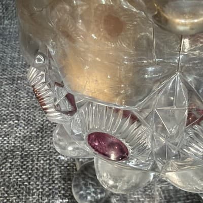 U S Glass Cranberry Flash Star Newport Bullseye And Daisy Creamer Dish 1905 - Thumbnail 9