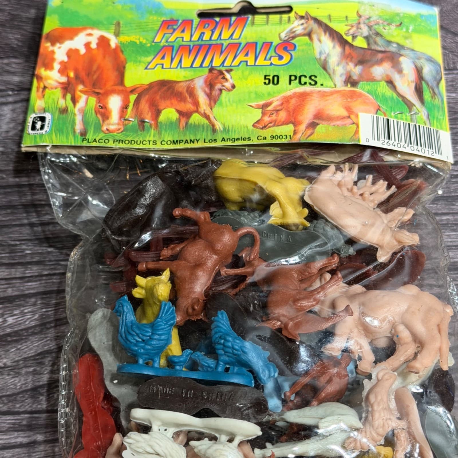50-Piece VTG Farm Animals Playset Placo Toys Made China 1980s Plastic Miniatures - Thumbnail 8