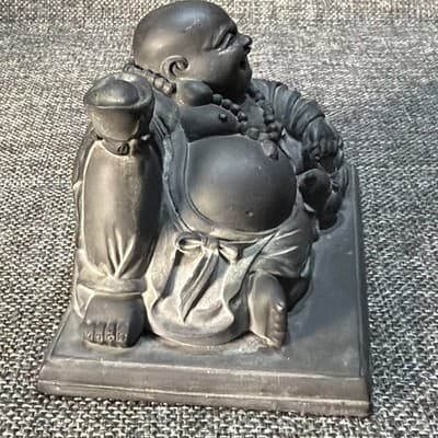 Reclining Detailed Laughing Buddha Statue Hotei Feng Shui Ingot Flowing Wealth - Thumbnail 8