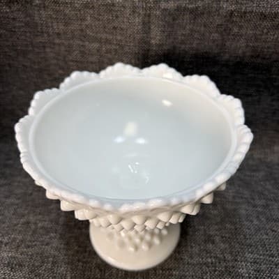 Base Only Fenton Milk Glass Hobnail Pedestal Bowl Candy Dish 6⅛” x8" Replacement - Thumbnail 2
