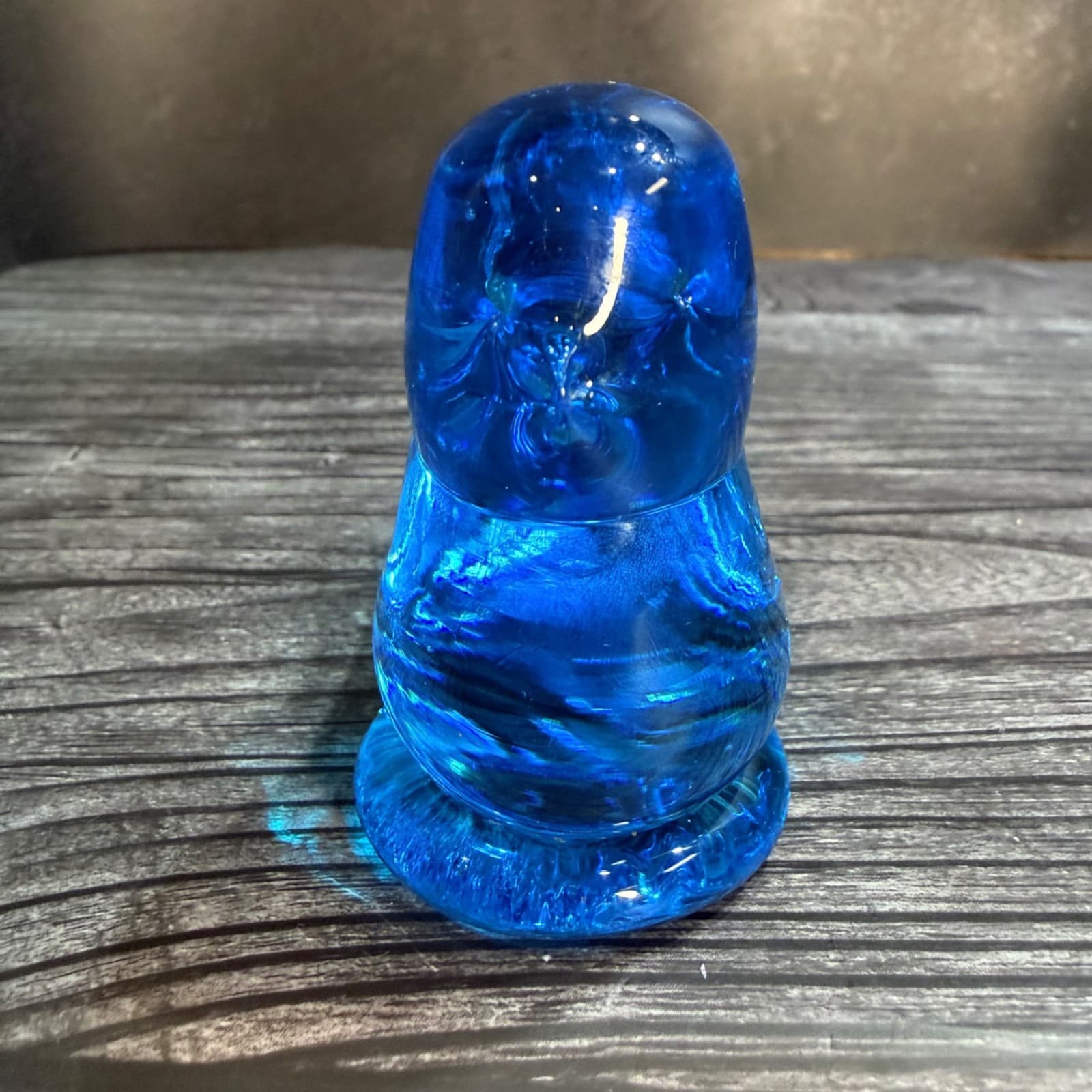 Blue Glass Bird Happiness Figurine 4" Long Handcrafted Vintage Style Home Decor - Thumbnail 2