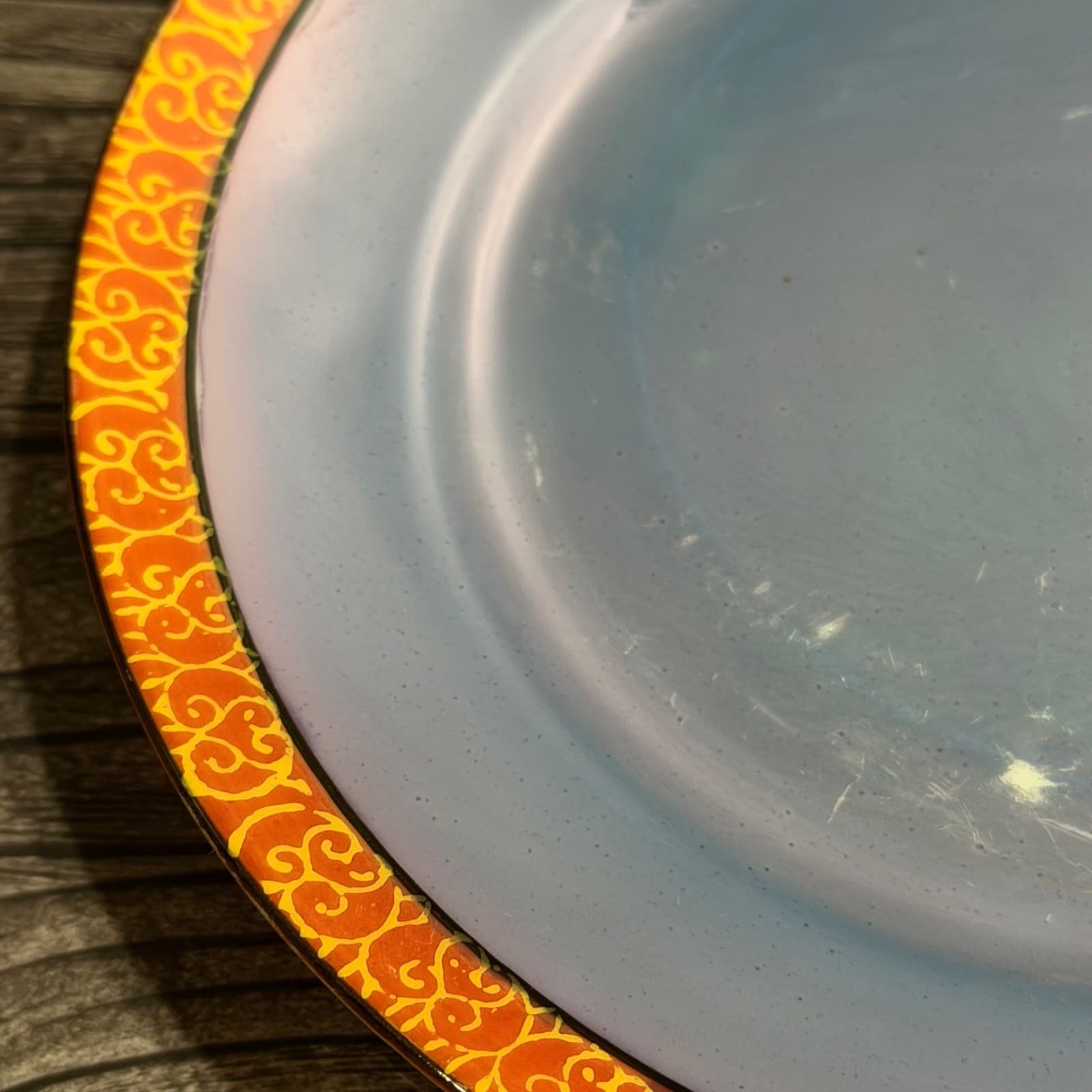Tashiro Shoten 7.25" Dessert Or Salad Plates Hand Painted Japan Peach Blue - Thumbnail 5