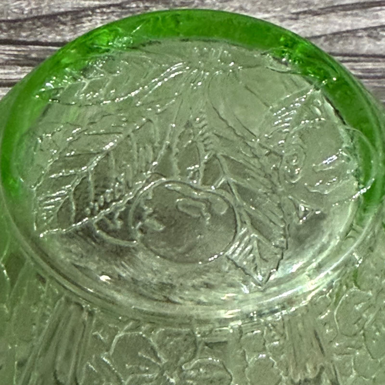 Jeannette Glass Green Depression Glass Teacup & Saucer Set Cherry Blossom Patter - Thumbnail 10
