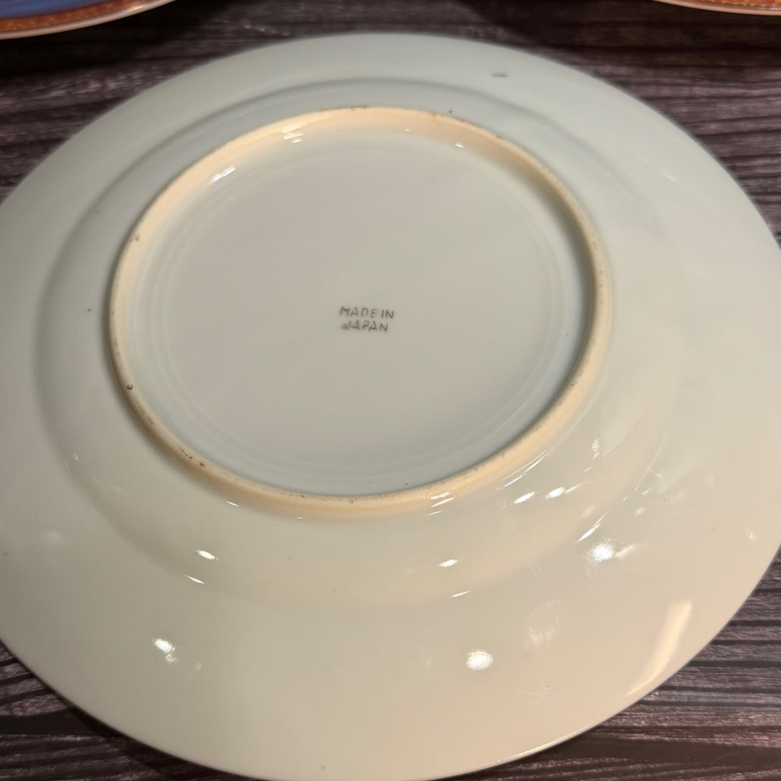Tashiro Shoten 7.25" Dessert Or Salad Plates Hand Painted Japan Peach Blue - Thumbnail 8