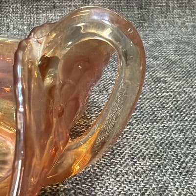 Fenton Vintage Honeycomb Clover Marigold Carnival Glass Bon Bon Dish Handles - Thumbnail 5