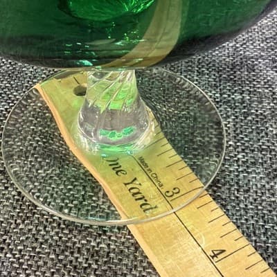 Empoli Italian Emerald Green Optic Glass Brandy Snifter Vase 6” Tall Twist - Thumbnail 8