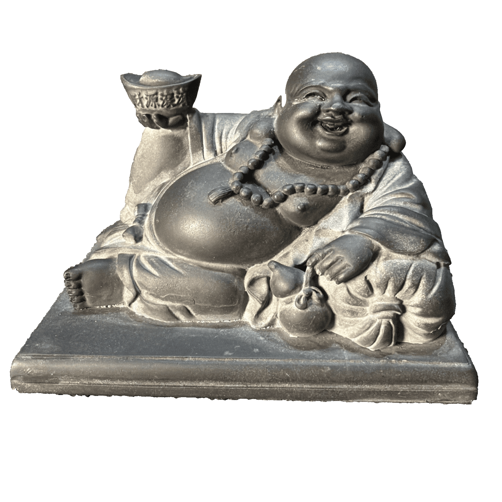Reclining Detailed Laughing Buddha Statue Hotei Feng Shui Ingot Flowing Wealth