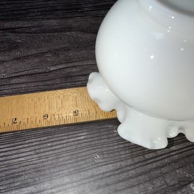 Vintage Milk Glass Bud Vase Planter Smooth Small Double Ruffled Edge Round Rose - Thumbnail 9