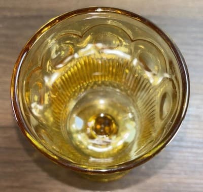 Bartlett Collins Bullseye Stemmed Water Goblet Amber Vintage 1960s Replacement - Thumbnail 2
