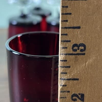 VTG Luminarc Of France Garnet Red Set Of 8 Mini Tinny Sherry Shot glass Footed - Thumbnail 6