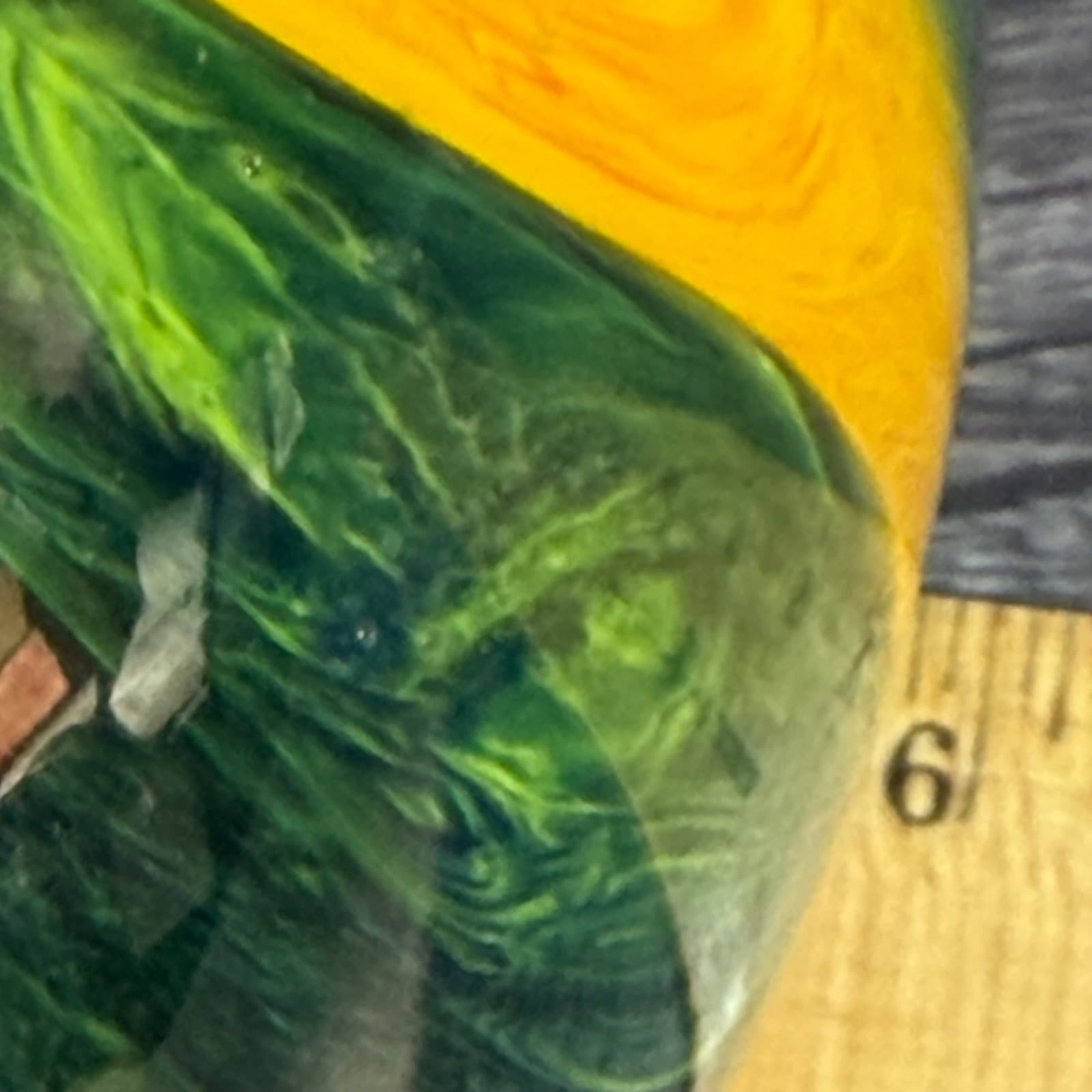 Hand Blown Swirled Art Glass 11.5" Vase Ruffled Edges Orange & Green Vintage - Thumbnail 10