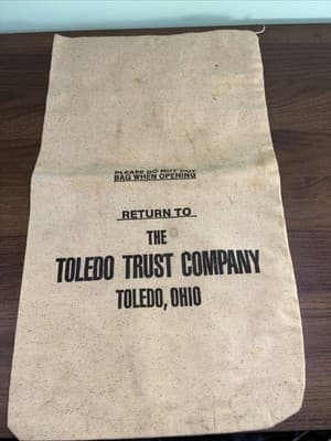 Vintage Cloth Bank Bag Toledo Trust Company of Toledo, Ohio Money Cash
