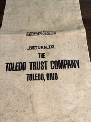 Vintage Cloth Bank Bag Toledo Trust Company of Toledo, Ohio Money Cash - Thumbnail 2