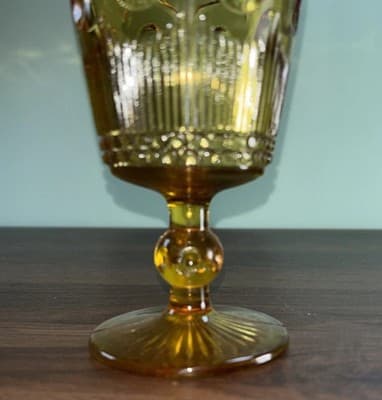 Bartlett Collins Bullseye Stemmed Water Goblet Amber Vintage 1960s Replacement - Thumbnail 4