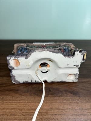 Vintage Lighted Ceramic Christmas Stone fireplace with a mantel Night Light - Thumbnail 11