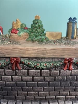 Vintage Lighted Ceramic Christmas Stone fireplace with a mantel Night Light - Thumbnail 7