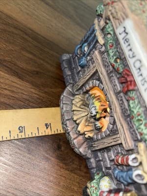 Vintage Lighted Ceramic Christmas Stone fireplace with a mantel Night Light - Thumbnail 15