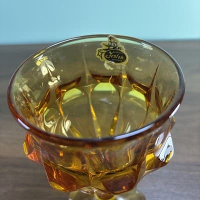 Vintage Fenton Art Glass Amber Golden Valencia Wine Glass Goblet Replacement - Thumbnail 2