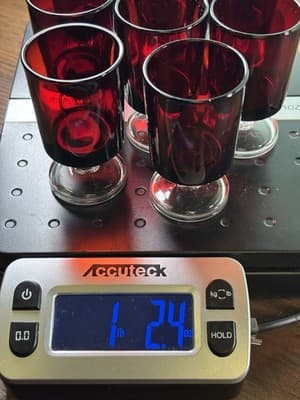 VTG Luminarc Of France Garnet Red Set Of 8 Mini Tinny Sherry Shot glass Footed - Thumbnail 9