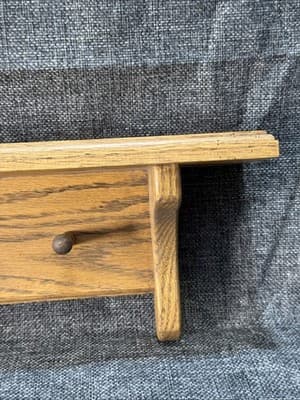 Vintage Wood Wall Shelf Heart Cutout 2 Pegs 18” Farmhouse Cottagecore Rustic - Thumbnail 3