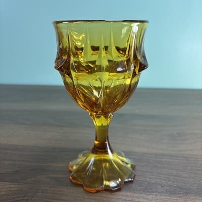 Vintage Fenton Art Glass Amber Golden Valencia Wine Glass Goblet Replacement - Thumbnail 7
