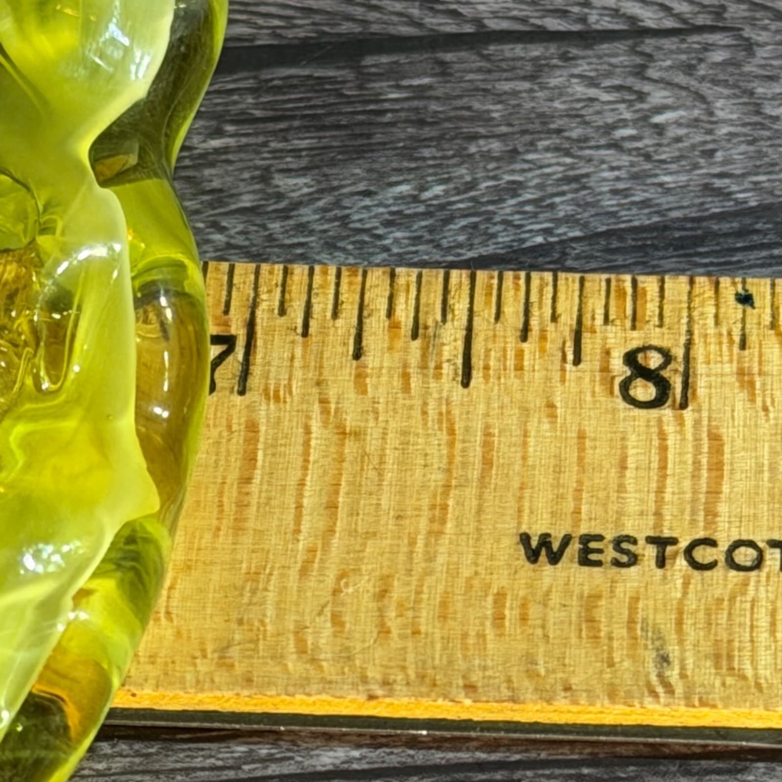 Hand Blown Yellow Art Glass Bowl UV Glow Uranium-Cadmium Design Ruffled Edge VTG - Thumbnail 12