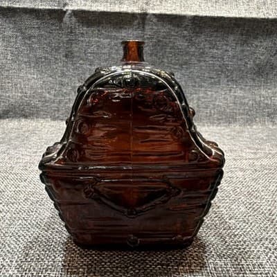 Vintage Glass Treasure Chest Bank Amber Brown Glass Piggy Bank Coin Pirate - Thumbnail 5