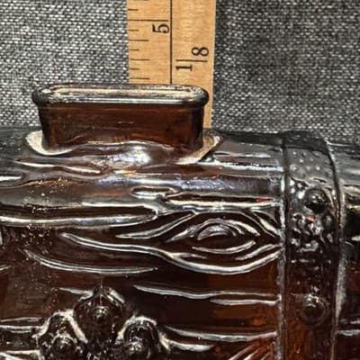 Vintage Glass Treasure Chest Bank Amber Brown Glass Piggy Bank Coin Pirate - Thumbnail 12