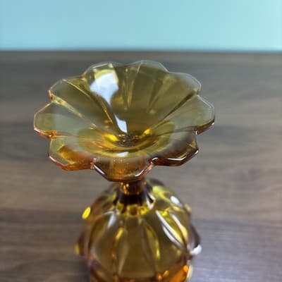 Vintage Fenton Art Glass Amber Golden Valencia Wine Glass Goblet Replacement - Thumbnail 8