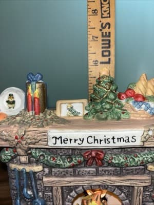 Vintage Lighted Ceramic Christmas Stone fireplace with a mantel Night Light - Thumbnail 14