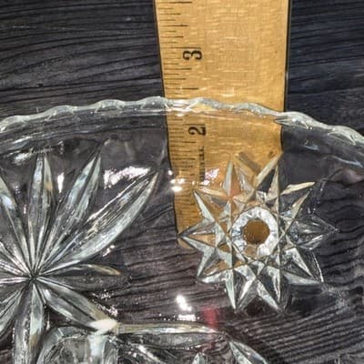 Vintage Anchor Hocking Star Of David Scalloped Clear Pressed Glass Footed Bowl - Thumbnail 15