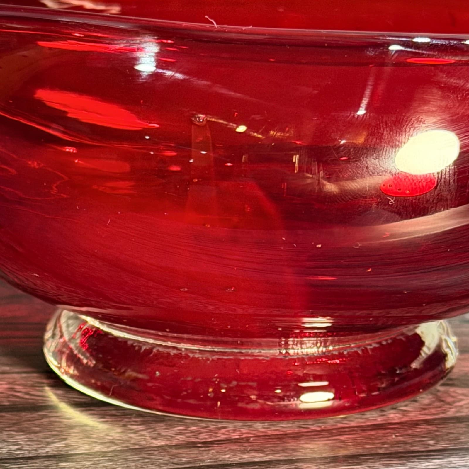 Vintage Hand Blown Glass Swan Dish Red & Clear Decorative Bowl Cigar Ashtray Art - Thumbnail 4