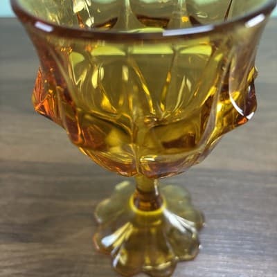 Vintage Fenton Art Glass Amber Golden Valencia Wine Glass Goblet Replacement - Thumbnail 3
