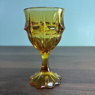 Vintage Fenton Art Glass Amber Golden Valencia Wine Glass Goblet Replacement - Thumbnail 5