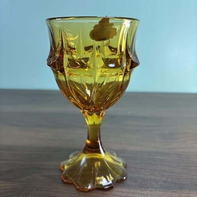 Vintage Fenton Art Glass Amber Golden Valencia Wine Glass Goblet Replacement - Thumbnail 6