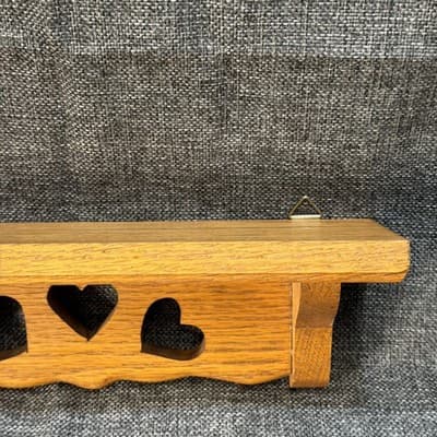 Vintage Wood Country Heart Cutout Shelf Cottagecore Grannycore 12”x3.25”x3.5” - Thumbnail 3