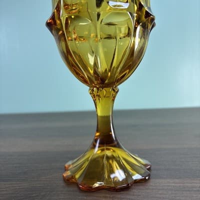 Vintage Fenton Art Glass Amber Golden Valencia Wine Glass Goblet Replacement - Thumbnail 4