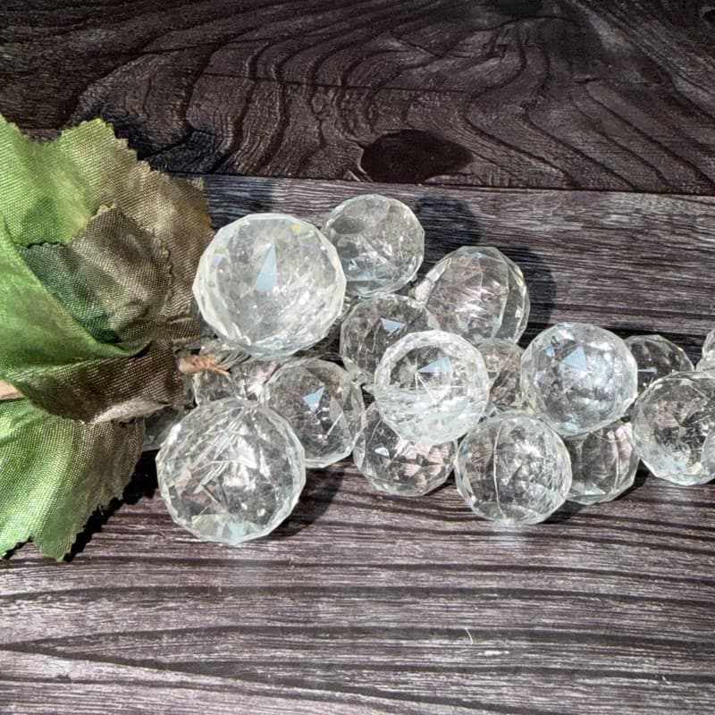 Vintage MCM Faceted Clear Yellow Lucite Grape Cluster Decor Pair With Wire - Thumbnail 17