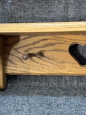 Vintage Wood Wall Shelf Heart Cutout 2 Pegs 18” Farmhouse Cottagecore Rustic - Thumbnail 2