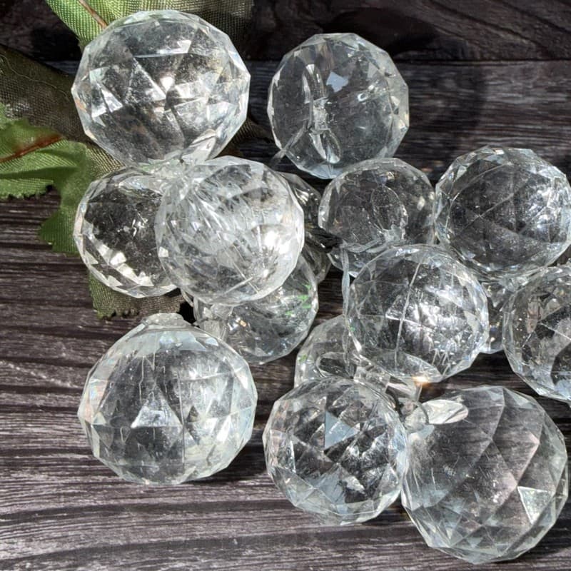 Vintage MCM Faceted Clear Yellow Lucite Grape Cluster Decor Pair With Wire - Thumbnail 13