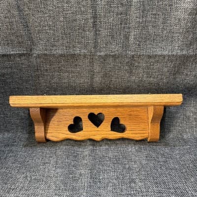 Vintage Wood Country Heart Cutout Shelf Cottagecore Grannycore 12”x3.25”x3.5”