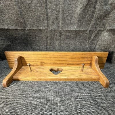 Vintage Wood Wall Shelf Heart Cutout 2 Pegs 18” Farmhouse Cottagecore Rustic - Thumbnail 5