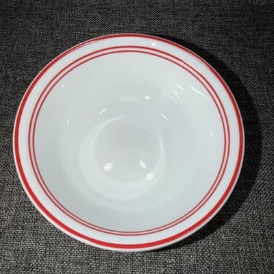 Corelle Bowl Cereal Soup 2 Set Classic Cafe Red USA Red Stripe 6-1/8" Dia - Thumbnail 2