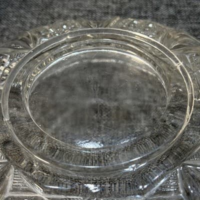Vintage Clear Pressed Glass Hobstar Sawtooth Rim 9” Serving Bowl EAPG - Thumbnail 9