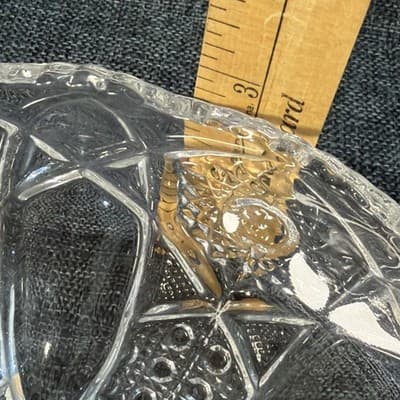 Vintage Clear Pressed Glass Hobstar Sawtooth Rim 9” Serving Bowl EAPG - Thumbnail 11