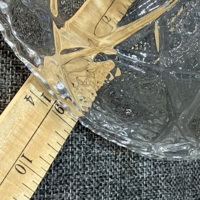 Vintage Clear Pressed Glass Hobstar Sawtooth Rim 9” Serving Bowl EAPG - Thumbnail 10